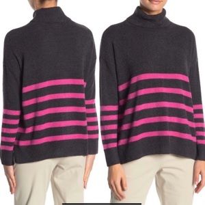 Vince Camuto Striped Turtleneck Sweater gray pink